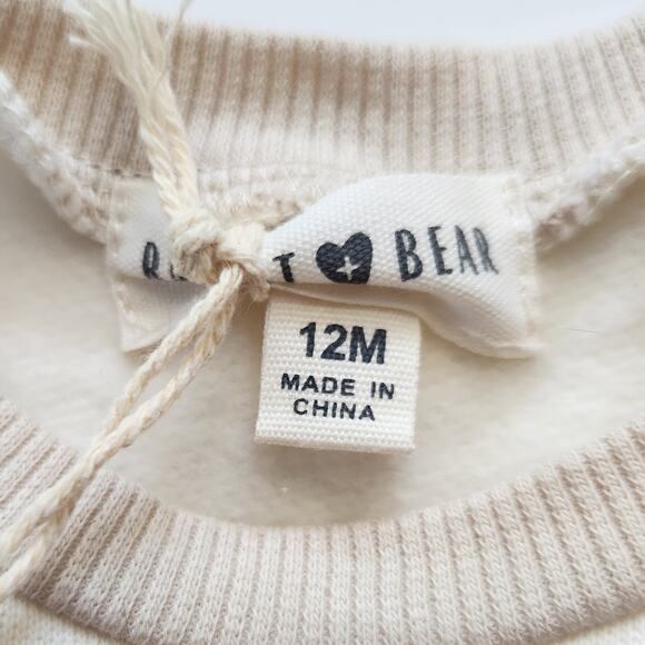 Rabbit + Bear Organic Cotton Infant Snowman Sweatshirt 12M – Cream & Beige NWT - Picture 8 of 11